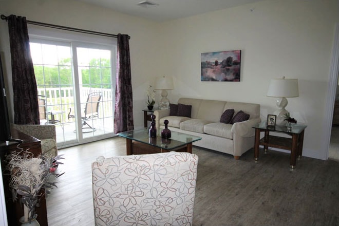 Living room with sliding door to balcony