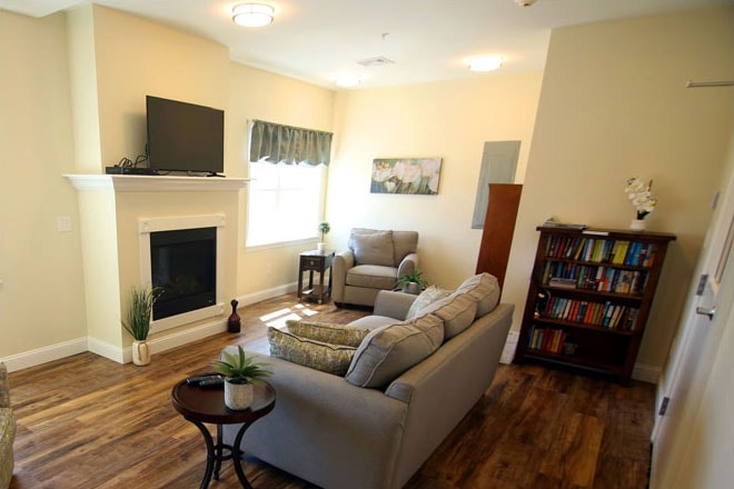 Living room with fireplace